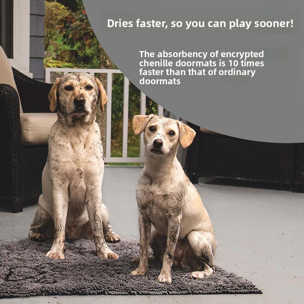 Soft Chenille Embroidered Dog Mat Water Absorbent Non-Slip Quick-Dry