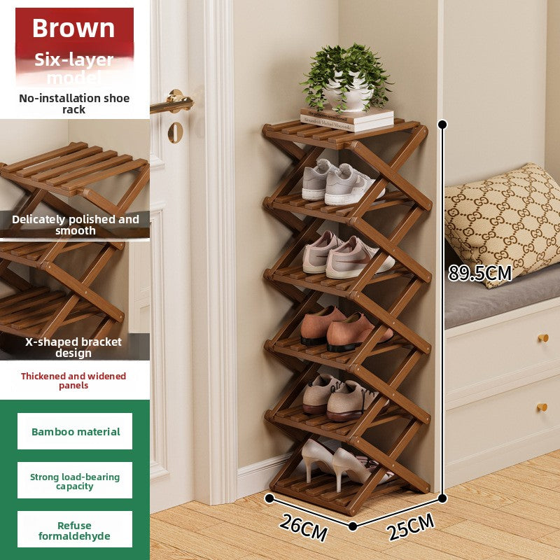 Foldable Bamboo Shoe Rack