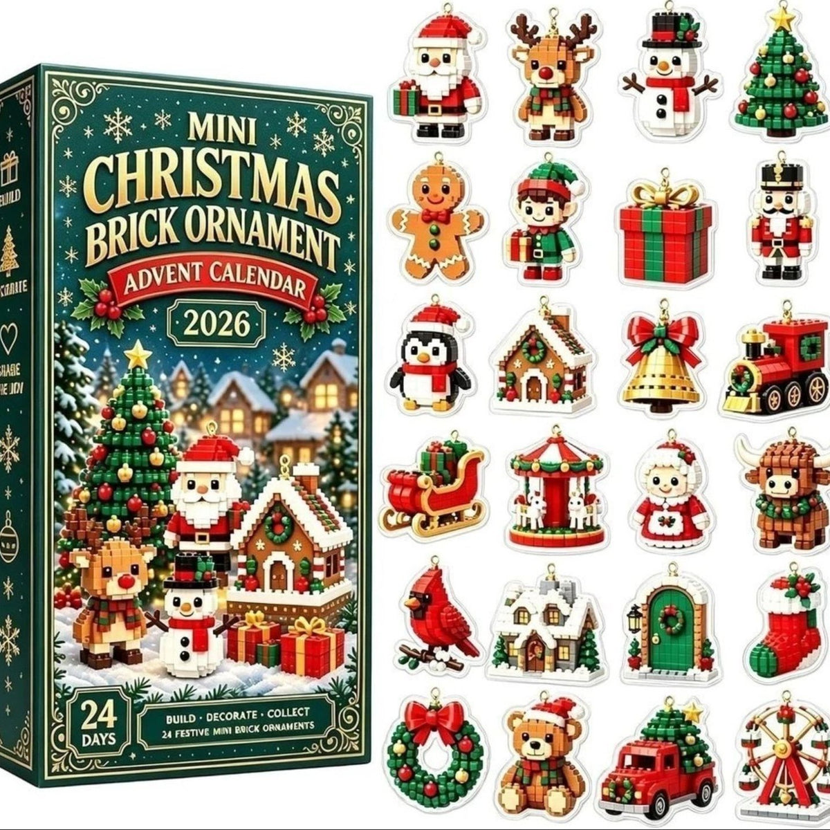 Christmas Countdown Calendar Blind Box Decoration Set