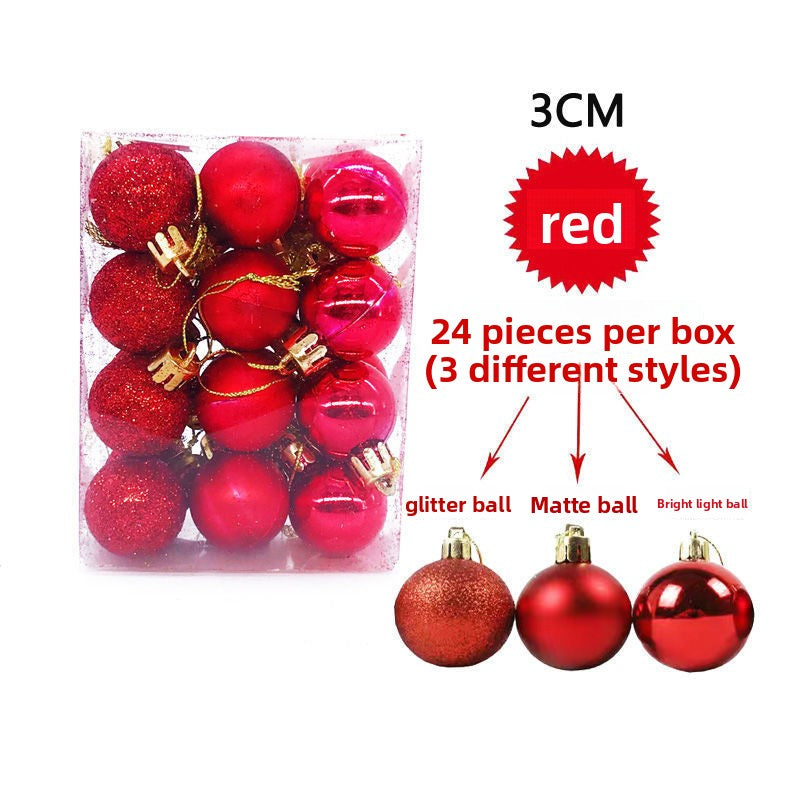 24 Pack 3cm Plastic Christmas Tree Hanging Decoration Balls Electroplated Matte Ornaments
