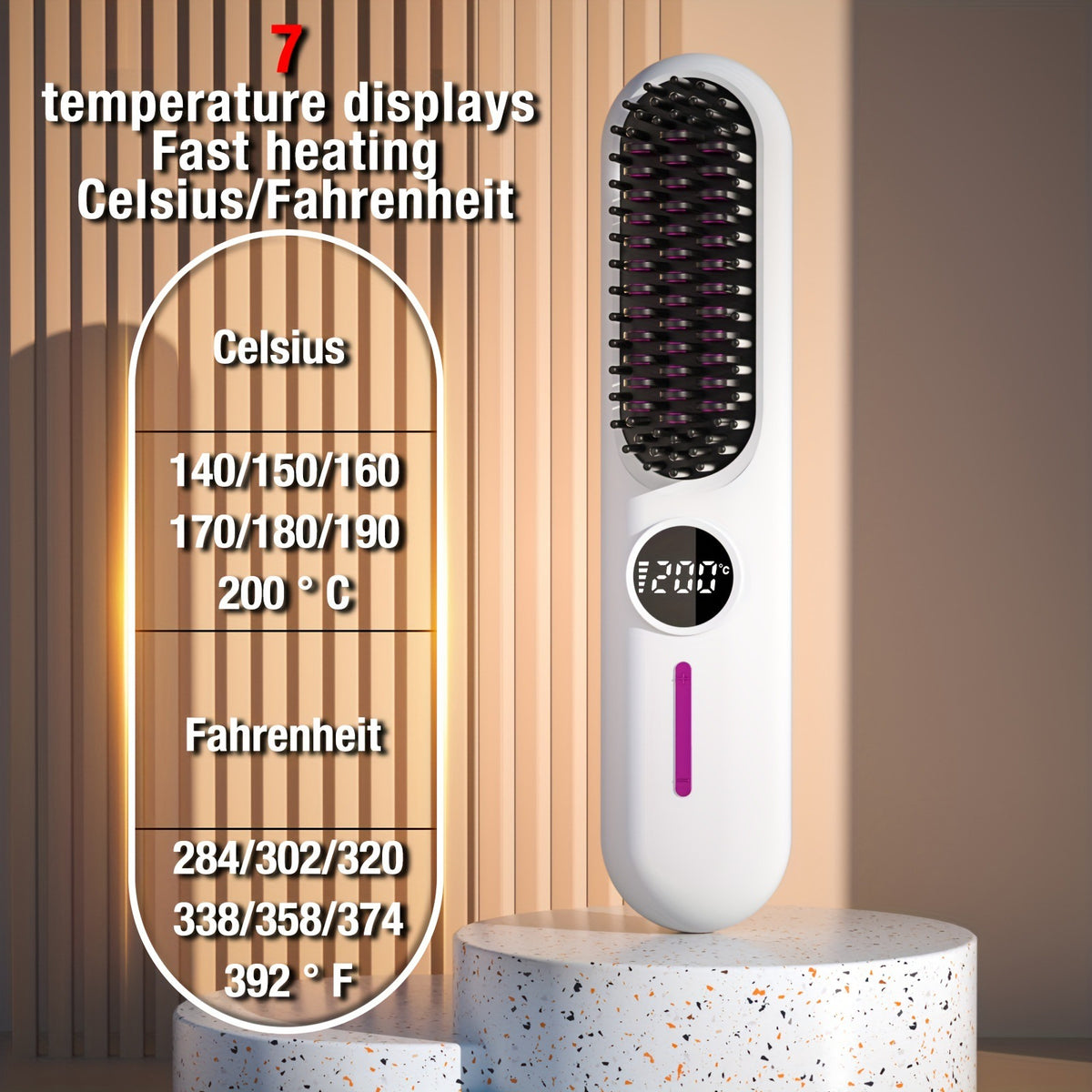 Wireless Hair Straightening Comb with Negative Ion Technology