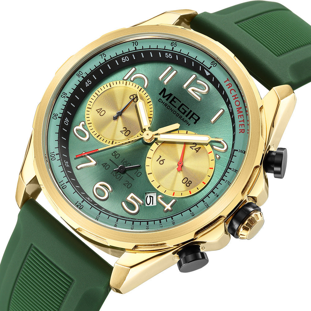 Men's Sport Chronograph Watch with Silicone Strap
