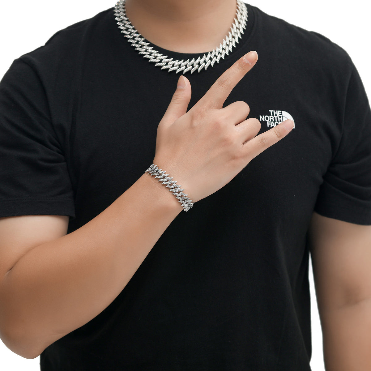 Double-row drill spiked thorns Cuban chain
