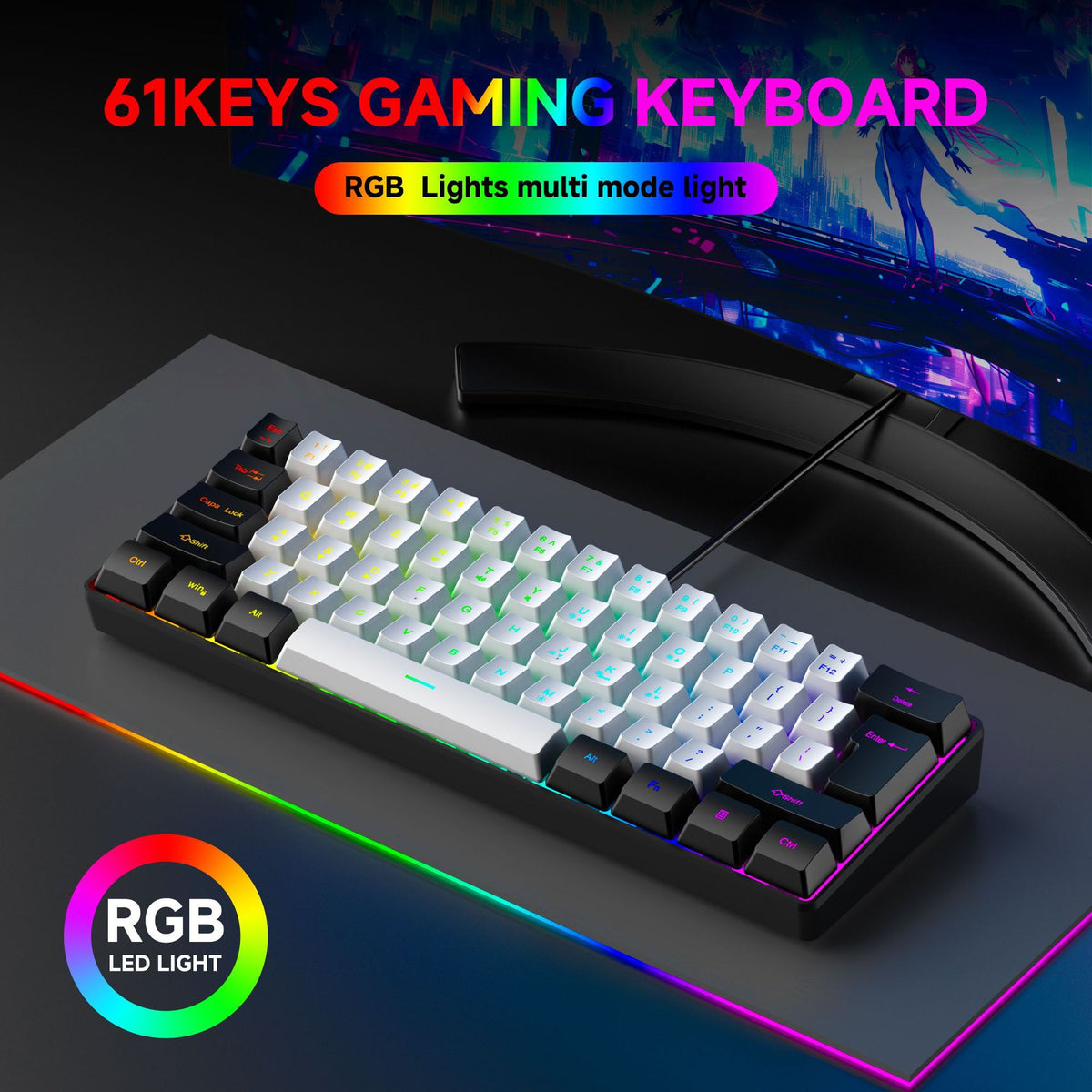 61 Key RGB Wired Keyboard and Mouse Combo