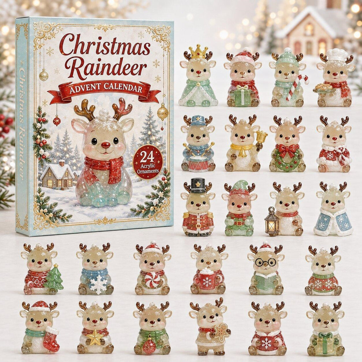 Christmas Advent Calendar Acrylic Blind Box Decoration Collectible Toy