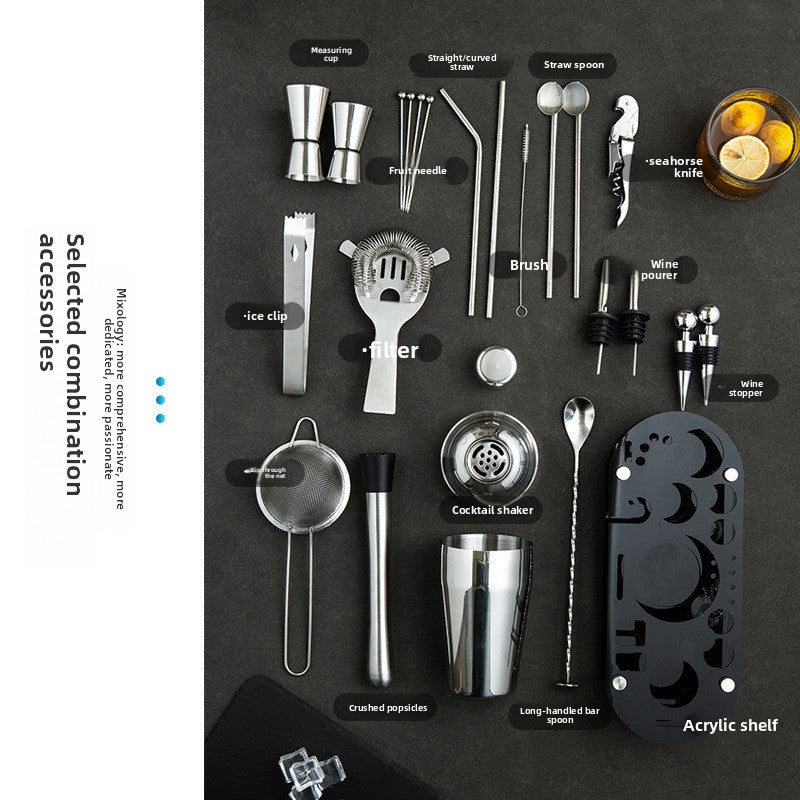 Stainless Steel Cocktail Shaker Set with Acrylic Base