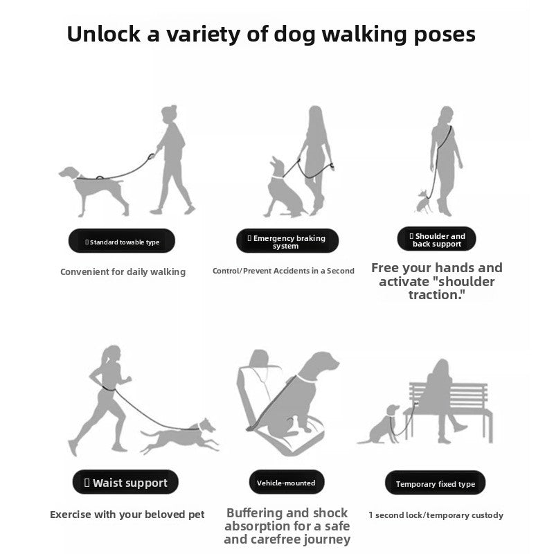 Adjustable Hands-Free Dog Leash with Anti-Pull Feature