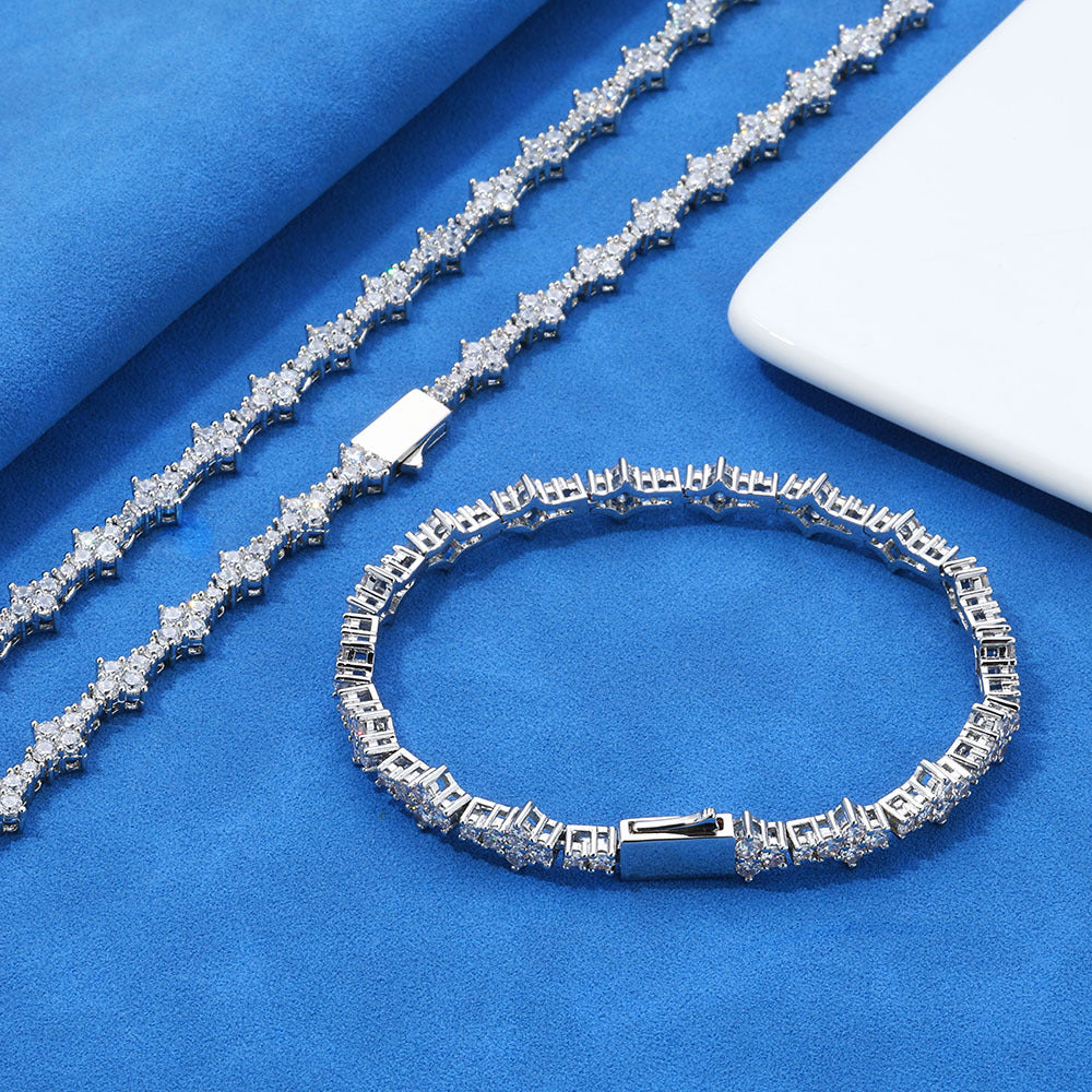 Zirconia Tennis Chain Necklace Bracelet Set