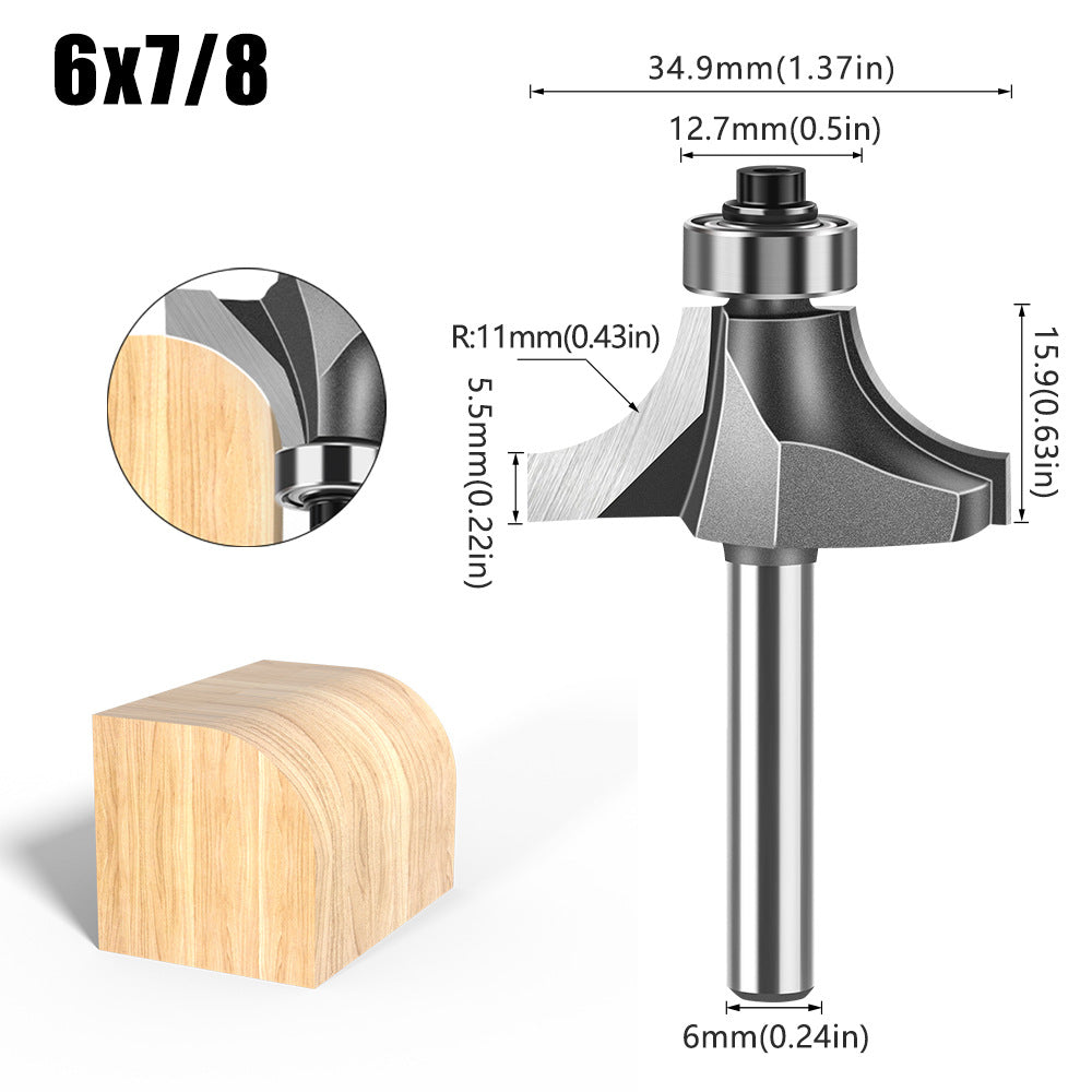 Tungsten Steel Round Angle Woodworking Milling Cutter
