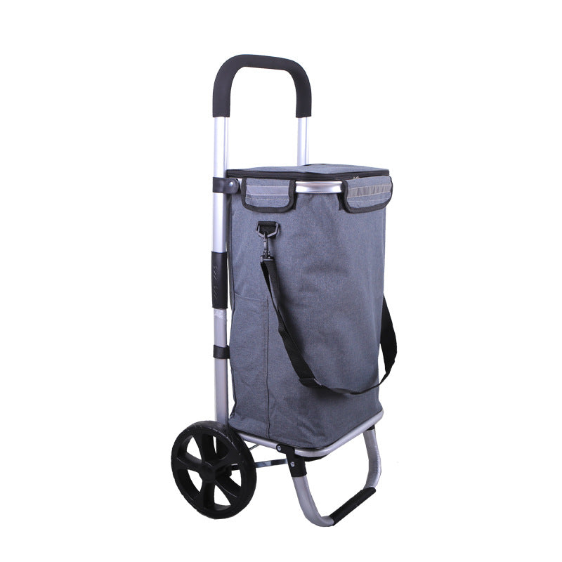 Folding Shopping Cart with Wheels and Storage Bag