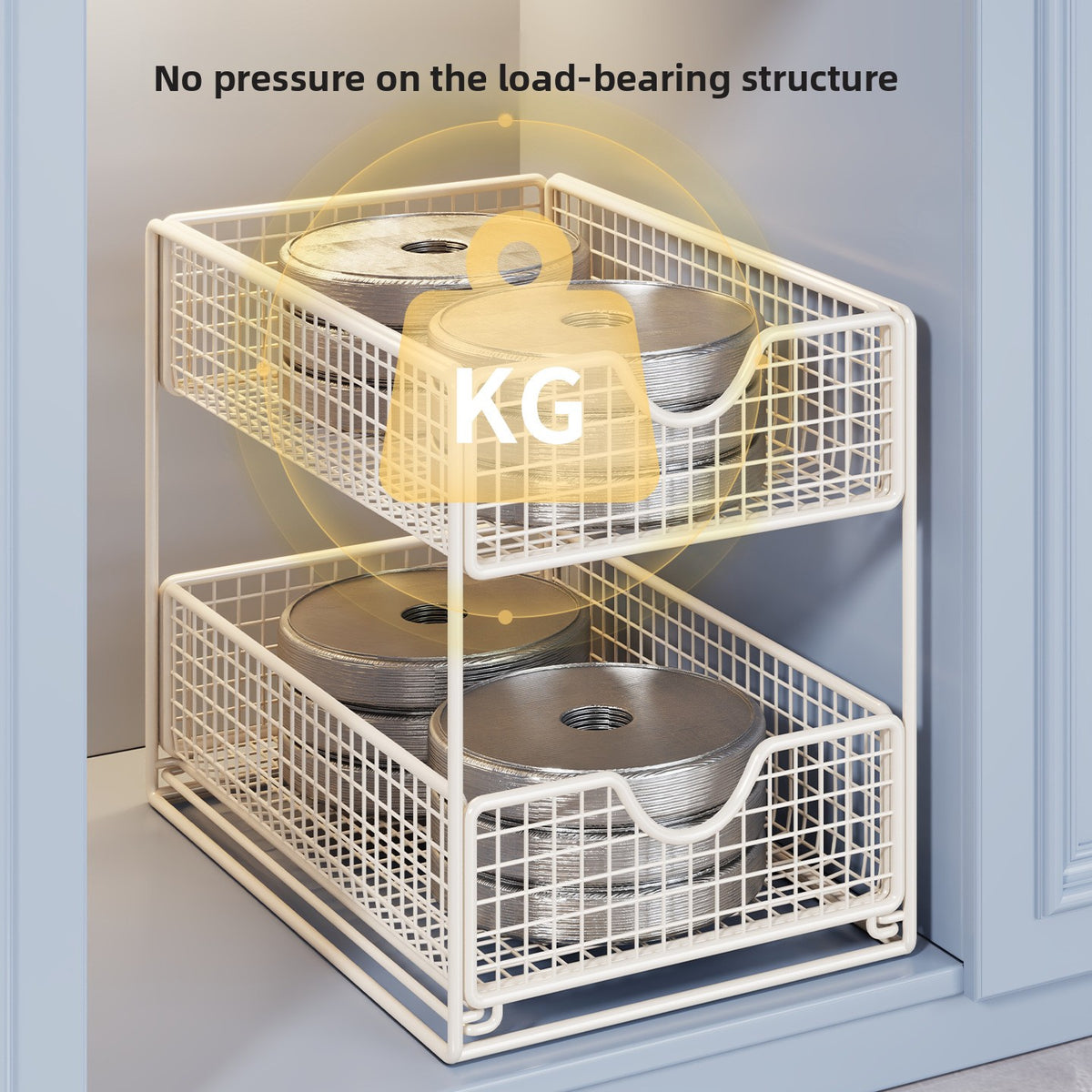 Pull-Out Under-Sink Cabinet Storage Organizer Multi-Layer Sliding Basket