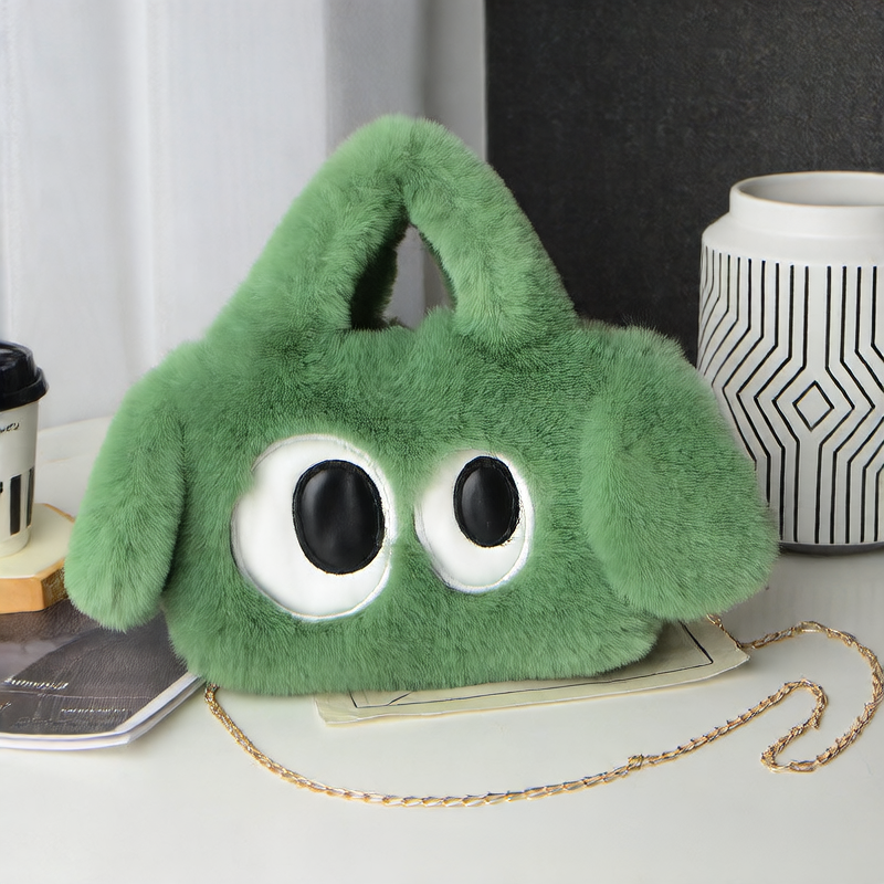 Big-eyed puppy plush bag for women