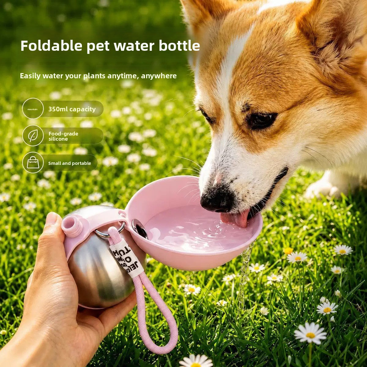 Portable Pet Water Bottle Stainless Steel Outdoor Dispenser