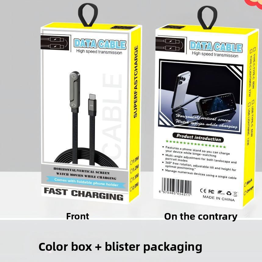 Foldable Fast-Charging Phone Stand Data Cable