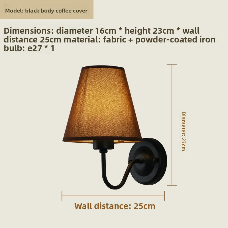 Fabric Shade Bedroom Wall Lamp with E27 Socket