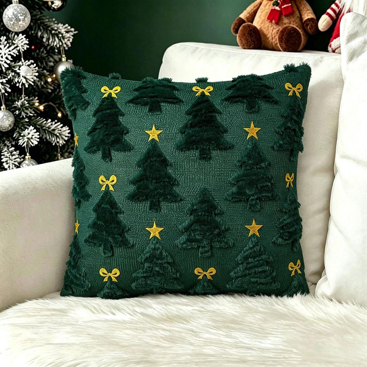 Christmas Themed Retro Cushion Cover