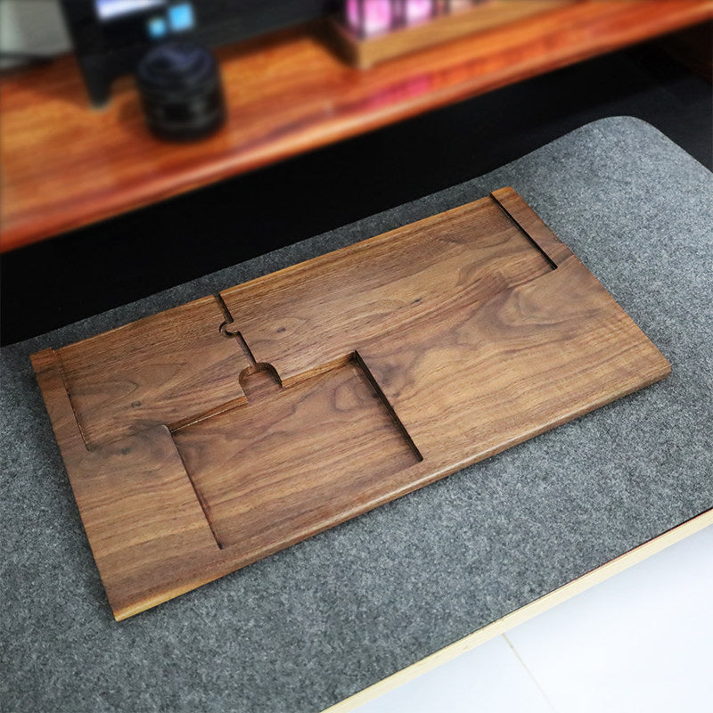 Walnut Wood Keyboard and Touchpad Stand with Wrist Rest
