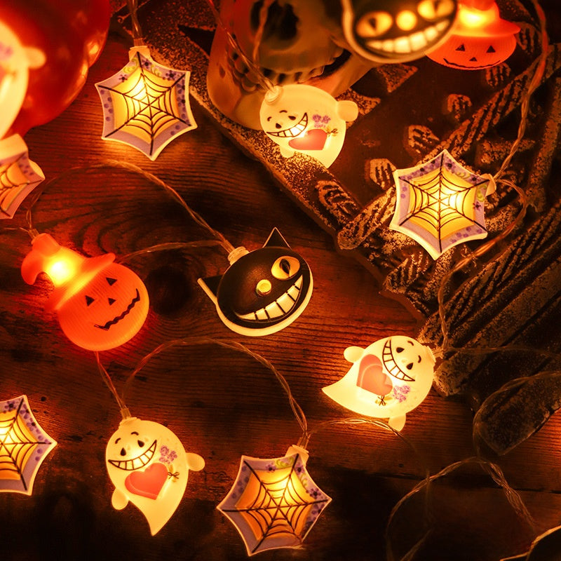 LED Halloween String Lights Pumpkin Ghost Spider Decorative Lighting