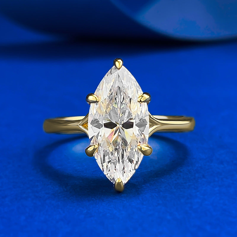 Marquise Cut Geometric Silver Ring
