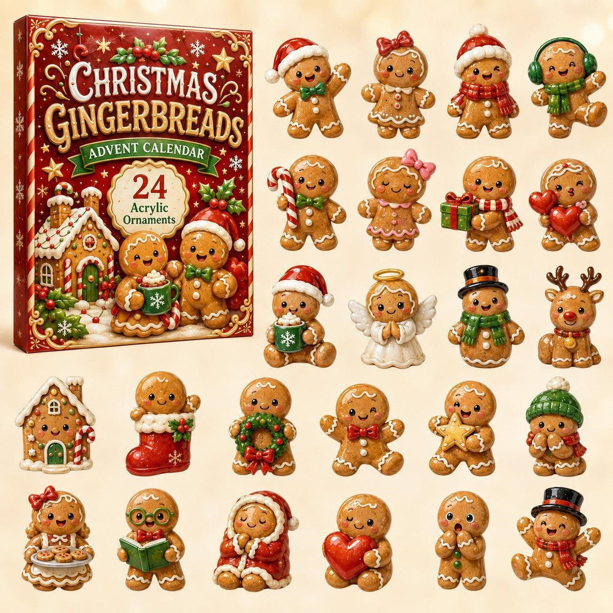Christmas Advent Calendar Acrylic Blind Box Decoration Collectible Toy