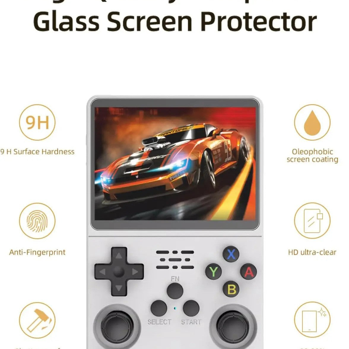 Tempered Glass Screen Protector for R36S R35S RGB20S Gaming Console with Case and Caps
