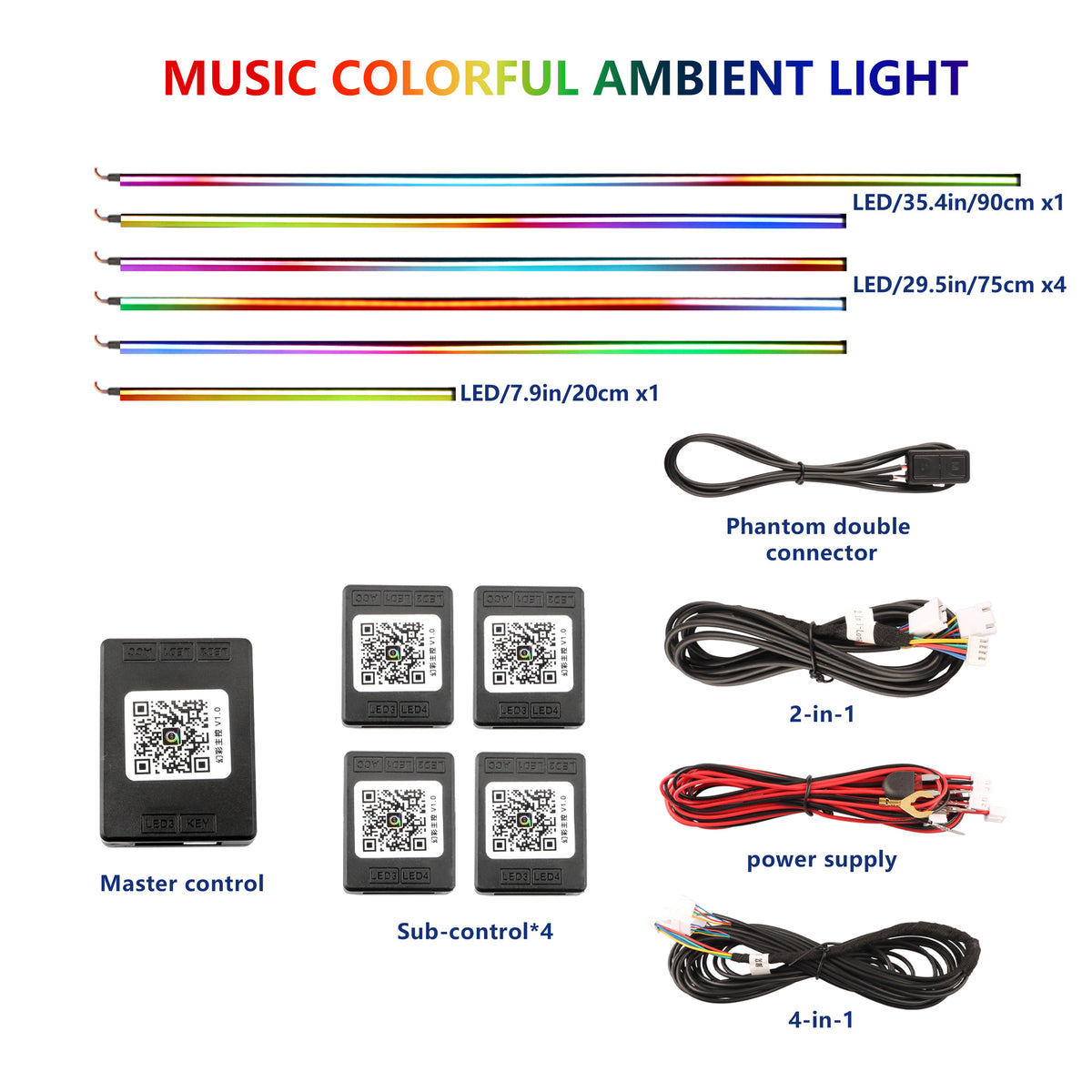 Universal Acrylic RGB LED Car Interior Ambient Lighting Strip Kit with App Control