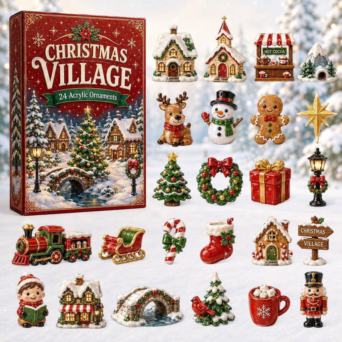 Christmas Advent Calendar Acrylic Blind Box Decoration Collectible Toy