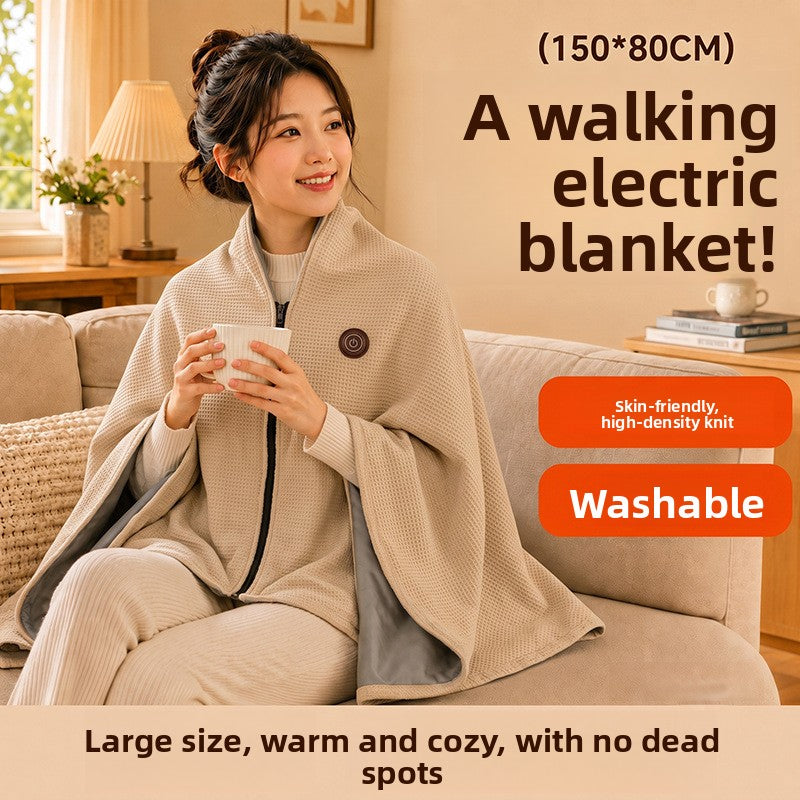 USB Rechargeable Graphene Heated Shawl Cape with Multi-Level Temperature Control and Washable Plush Material