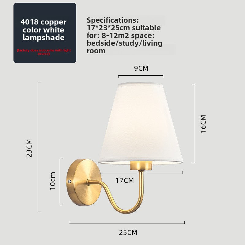 Fabric Shade Bedroom Wall Lamp with E27 Socket