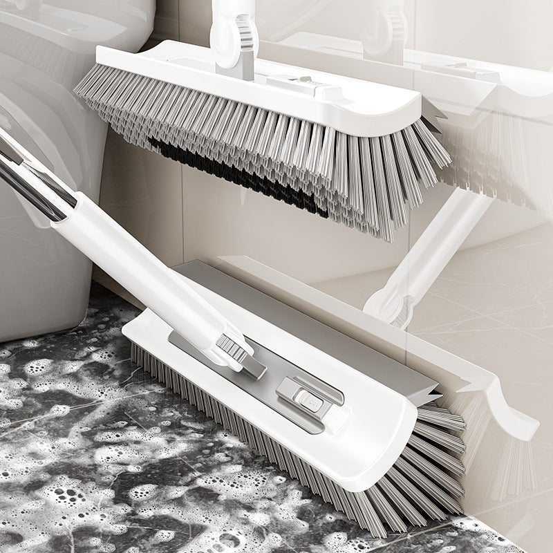 Long Handle Dual Scraper Floor Brush for Bathroom and Tile Cleaning