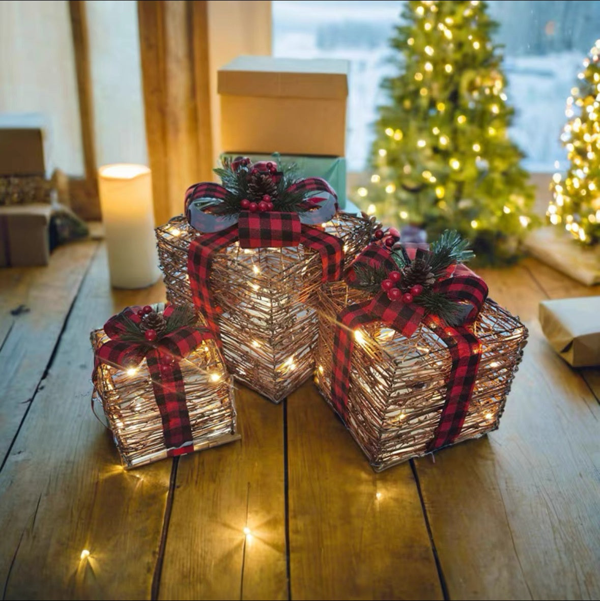 Luminous Christmas Decorative Gift Box Set