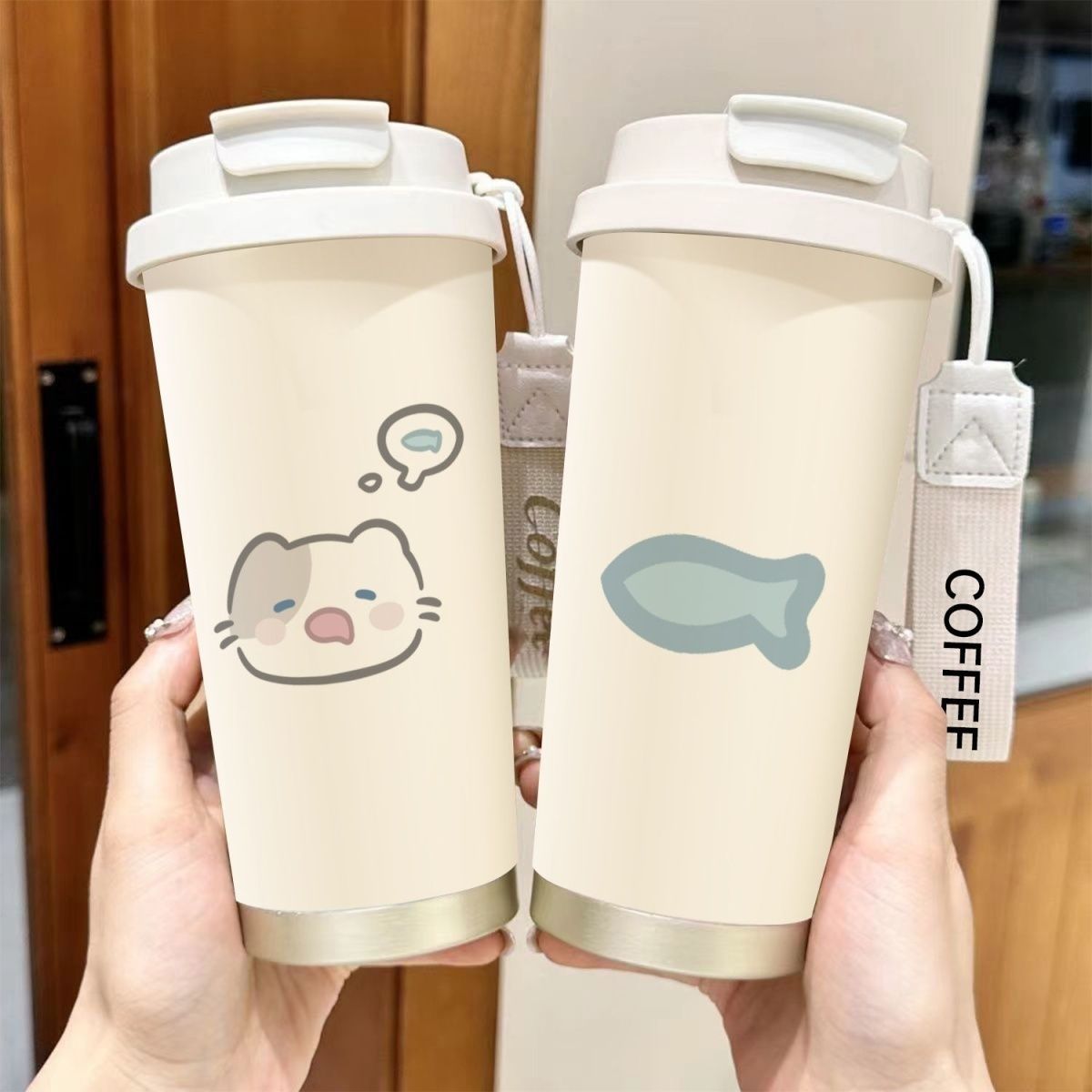 Cartoon thermos cup double drinking cup drinking cup