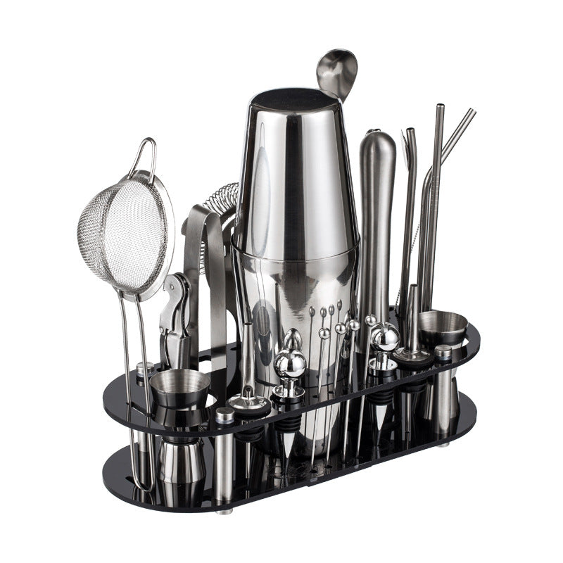 Stainless Steel Cocktail Shaker Set with Acrylic Base
