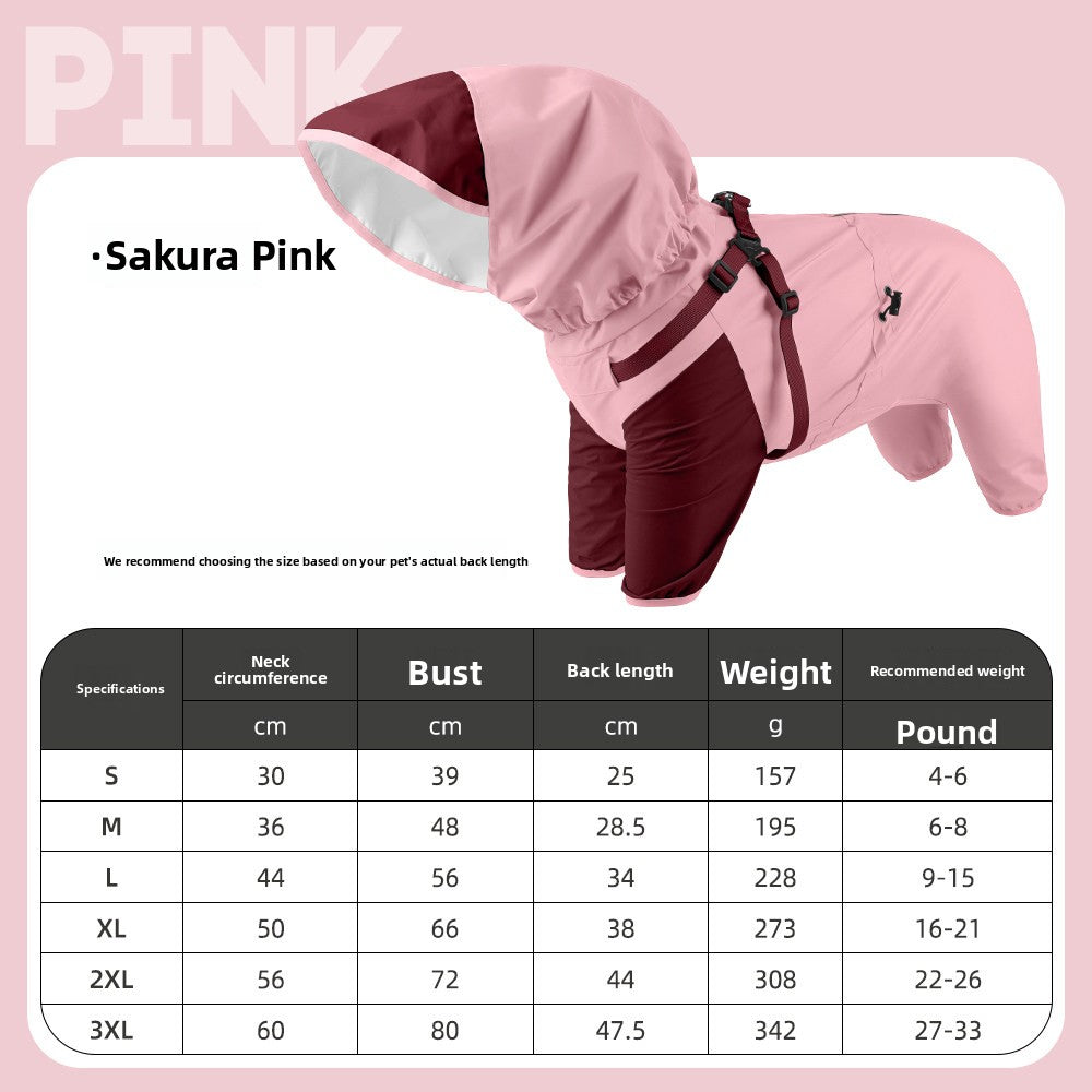Waterproof Dog Raincoat Four-Legged Windproof Reflective Pet Clothes