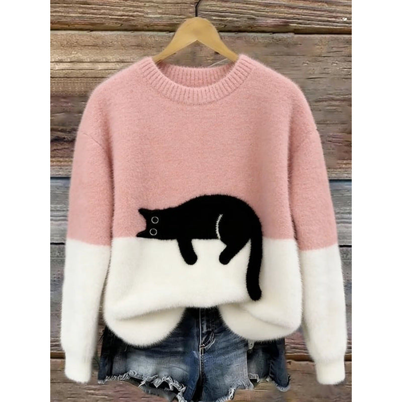 Womens 3D Printed Christmas Flannel Pullover Sweatshirt