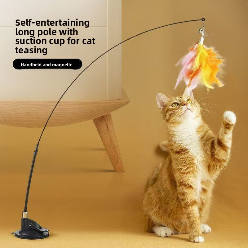 Interactive Cat Teaser Stick with Feather Head