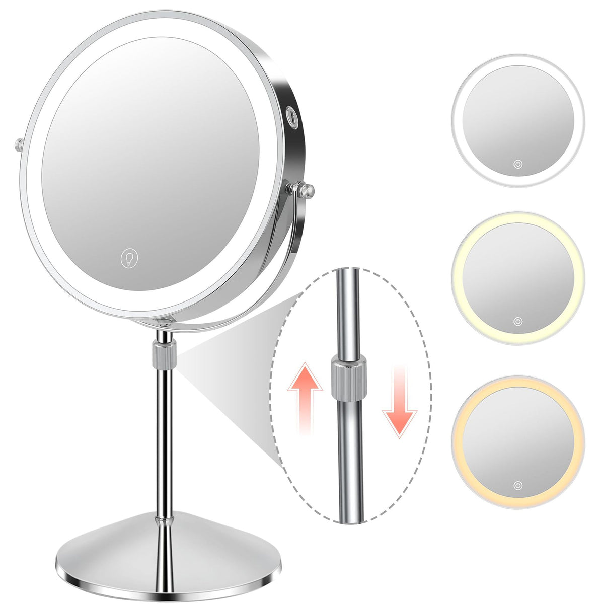 Round Desktop Magnifying Mirror with Light