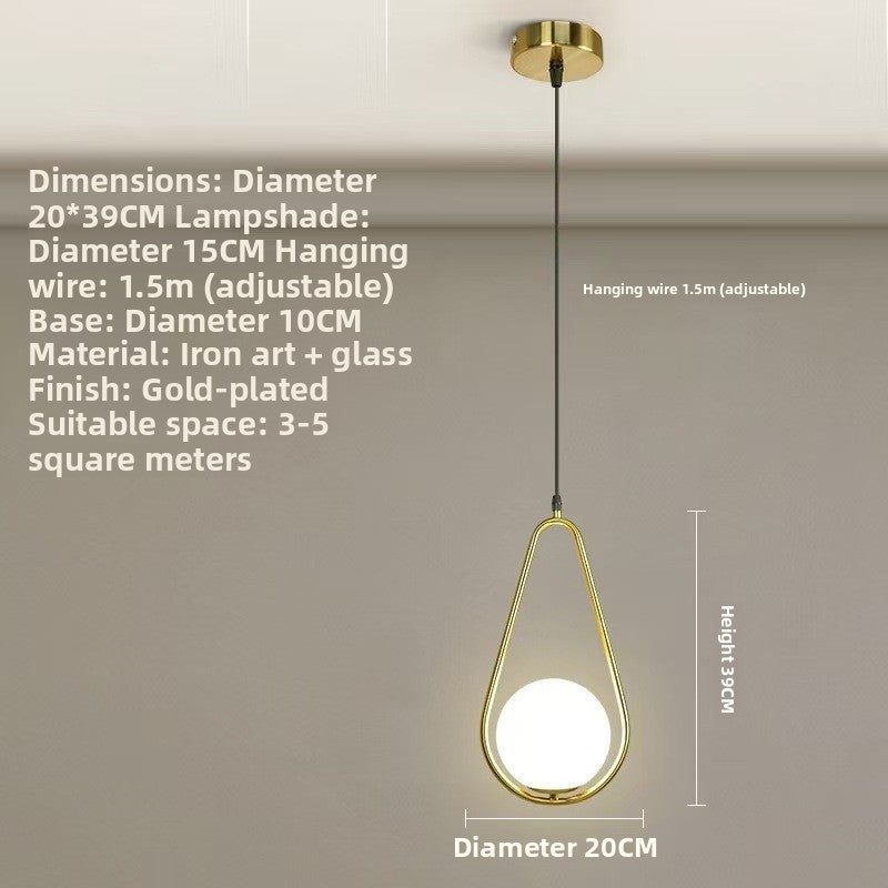 Modern Minimalist Single-Head Glass Hanging Pendant Lamp for Bedroom Corridor