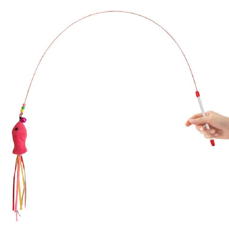 Interactive Cat Teasing Stick with Feather Attachments