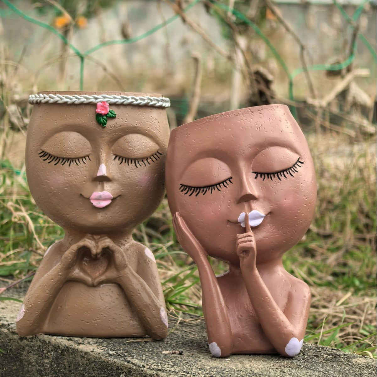 Nordic Resin Vase with Figurine