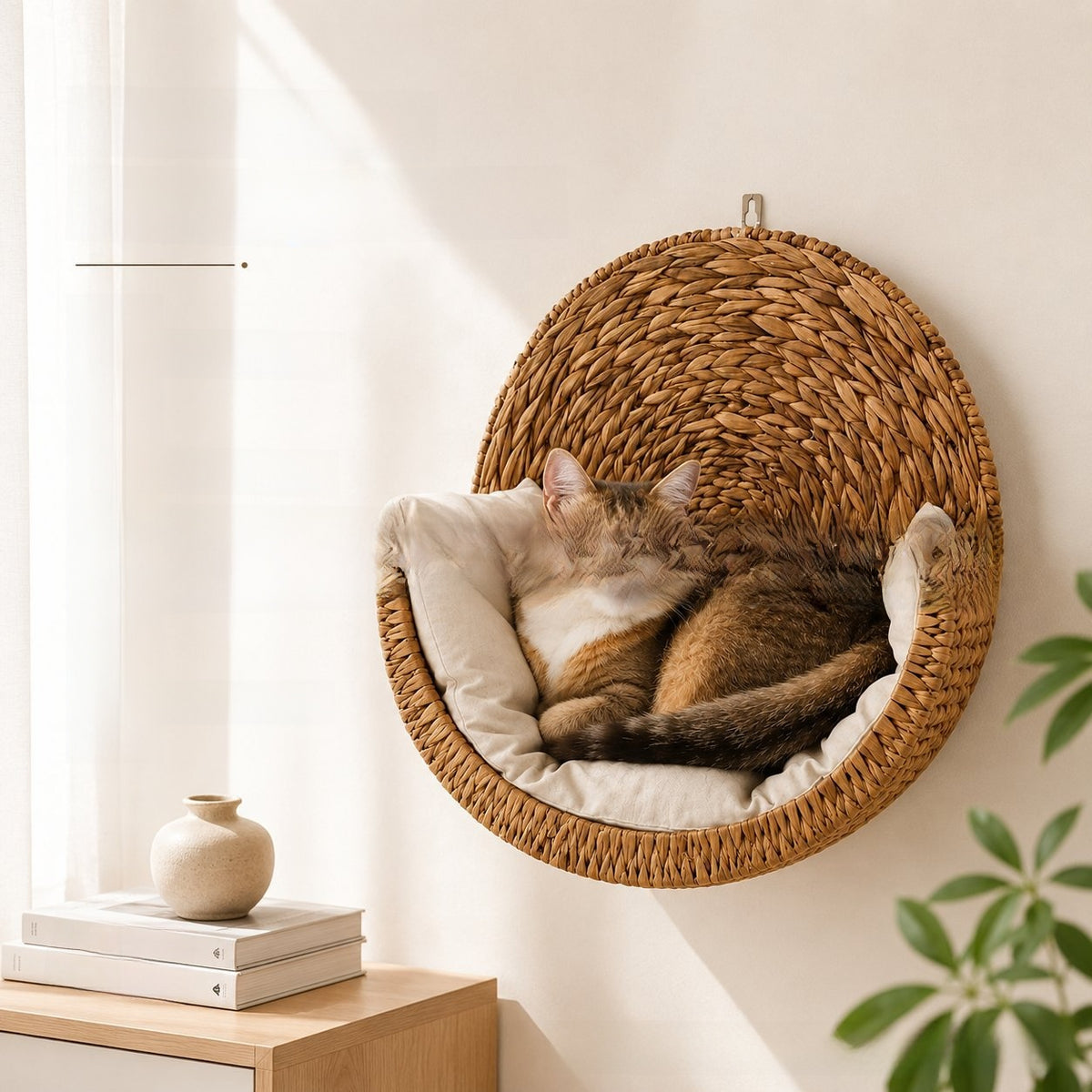 Handwoven Hanging Cat Bed Cozy Suspended Nest