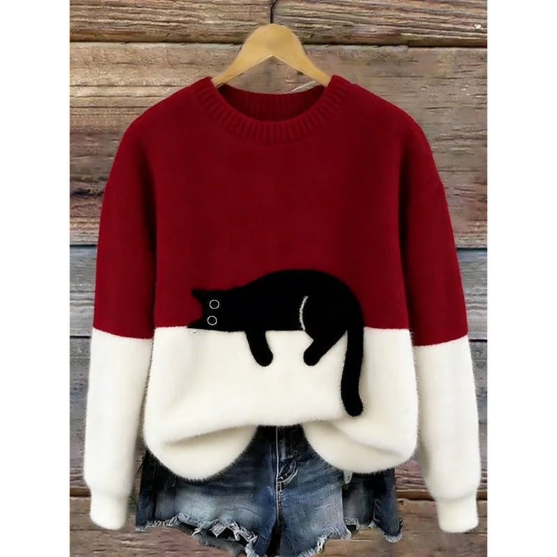 Womens 3D Printed Christmas Flannel Pullover Sweatshirt