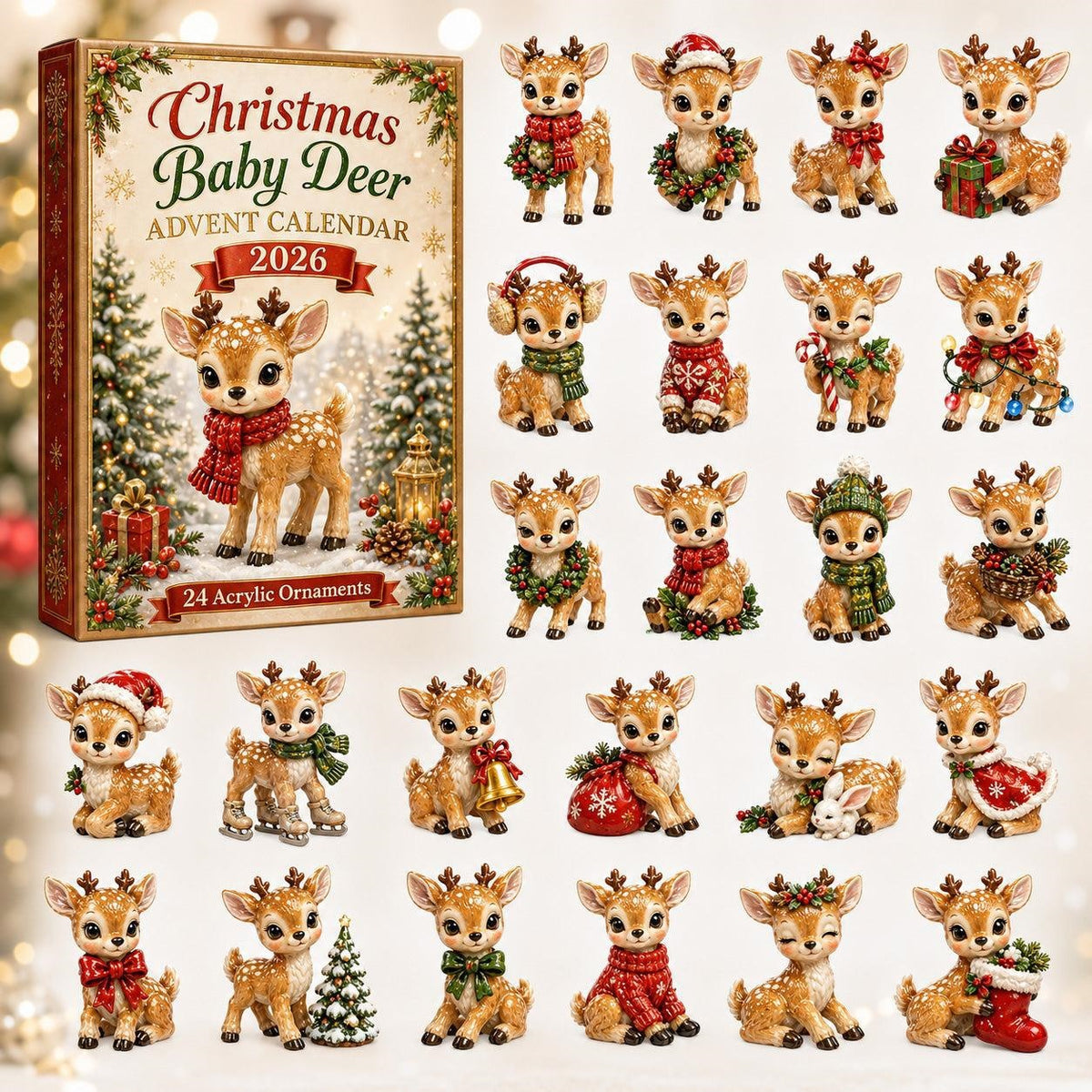 Christmas Advent Calendar Acrylic Blind Box Decoration Collectible Toy