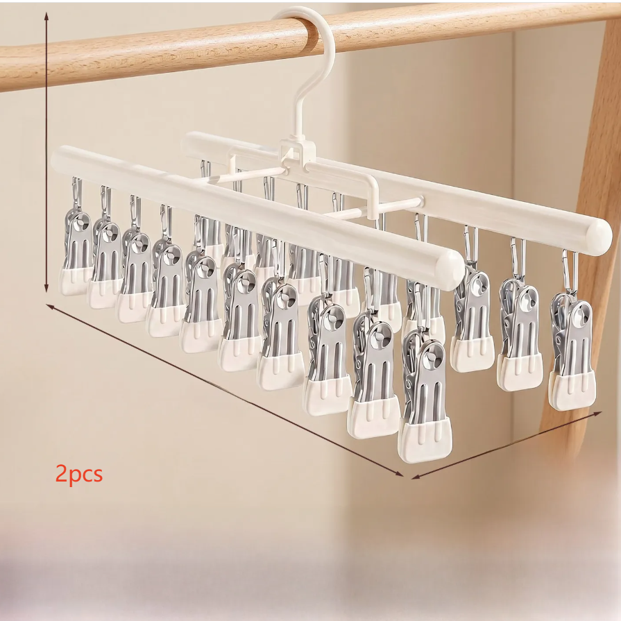 Double-row multi-clip sock drying rack