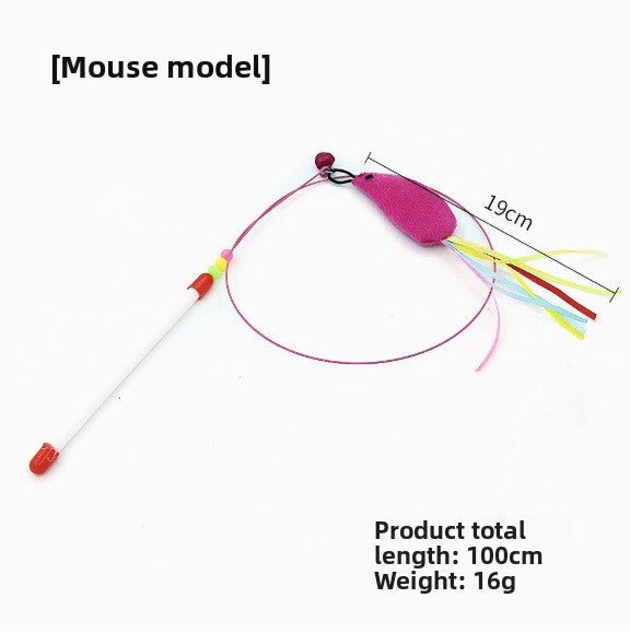Interactive Cat Teaser Stick with Feather Head