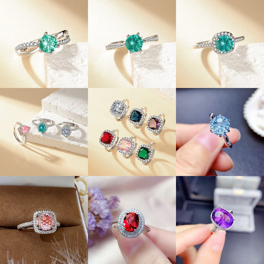 Six-Claw Simulated Diamond Ring