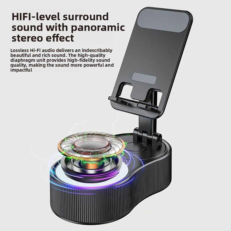 360-Degree Rotating Bluetooth Speaker with Phone Stand