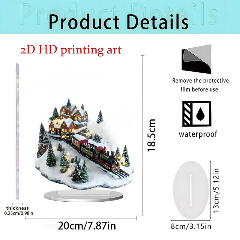 Christmas Carousel 2D Acrylic Stand Holiday Ornament Home Decoration