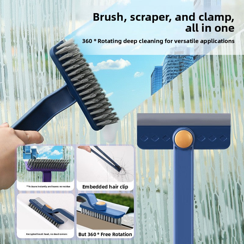 Multifunctional Rotating Floor Gap Cleaning Brush with Long Handle