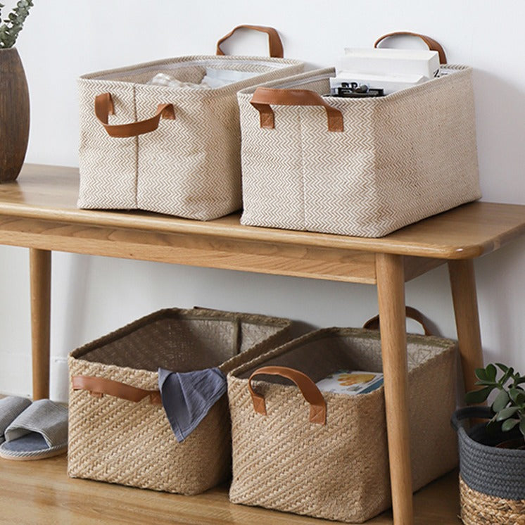 Foldable Jute Fabric Storage Basket